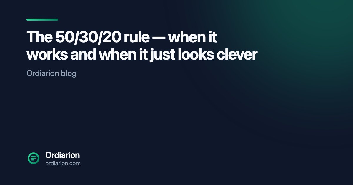 The 50/30/20 rule — when it works and when it just looks clever